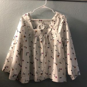 White Madewell Floral Square Neck Top